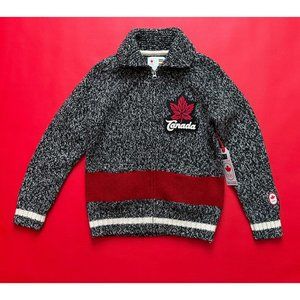 Hudson's Bay Canada Maple Leaf Olympics Full Zip Wool Cardigan Sweater 7/8 NWT